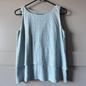 Pure Jill Tank Top Womens XS Blue Gray Linen‎ Modal Layered High Low Shirt Tunic